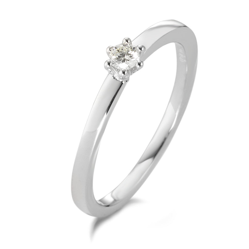 pierścionek solitär złoto białe 750/18 K Diament biały, 0.09 ct, [Brillant], w-si