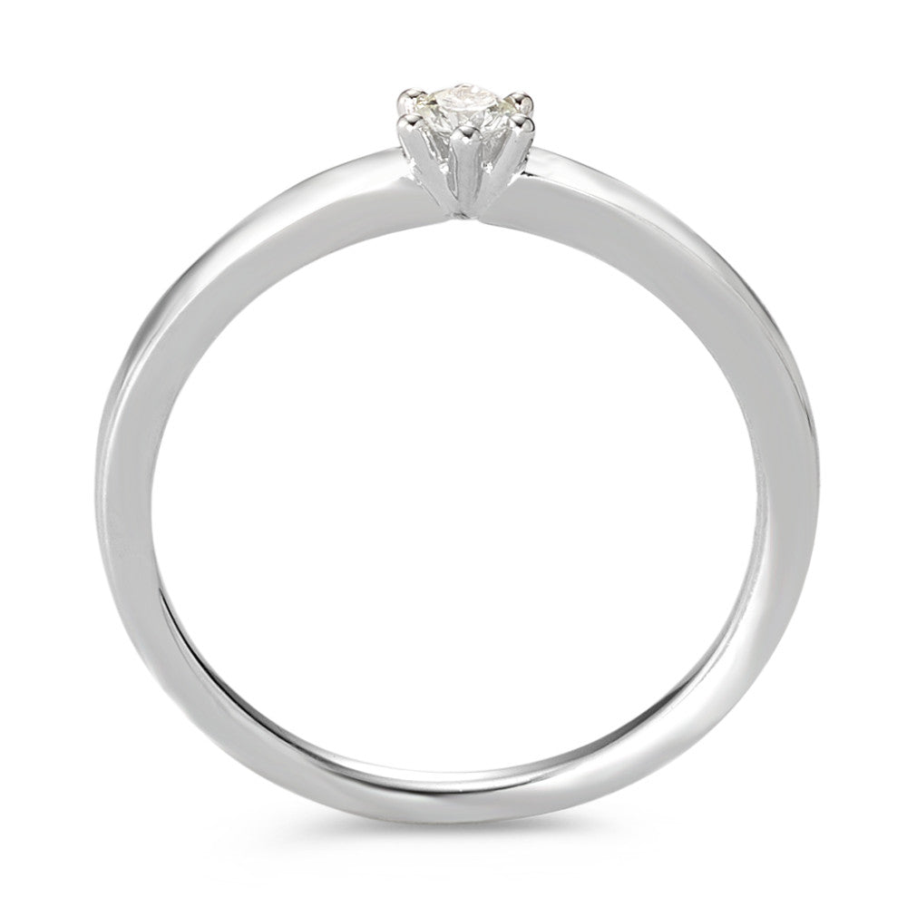 pierścionek solitär złoto białe 750/18 K Diament biały, 0.09 ct, [Brillant], w-si