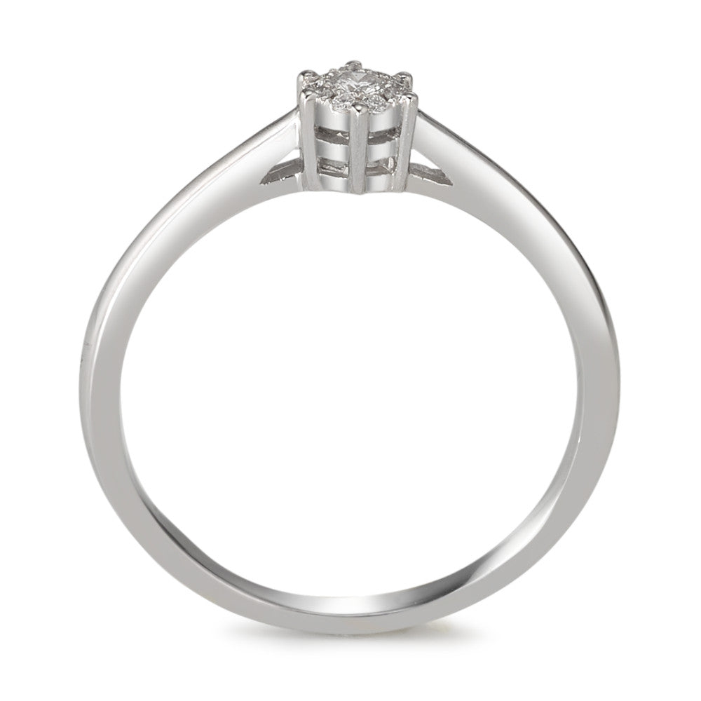 pierścionek solitär złoto białe 750/18 K Diament 0.08 ct, 10 kamienie, w-si