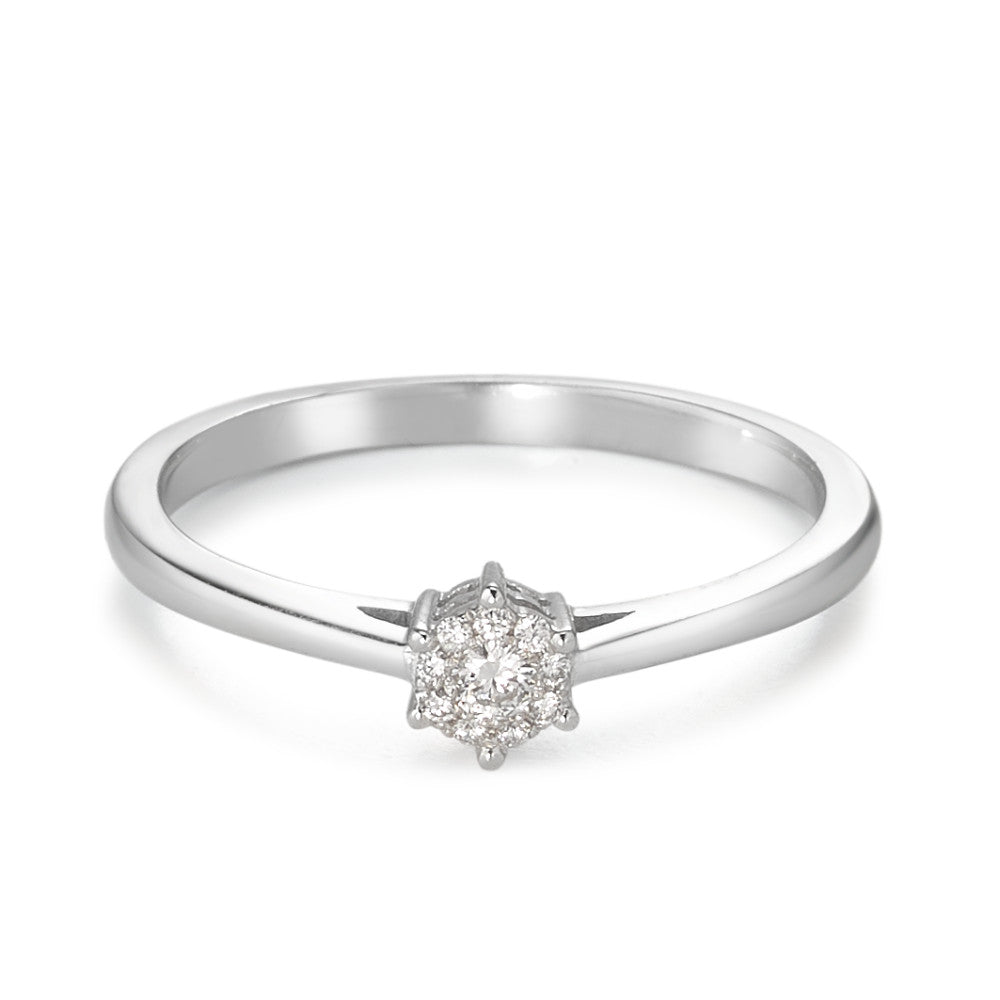 pierścionek solitär złoto białe 750/18 K Diament 0.08 ct, 10 kamienie, w-si