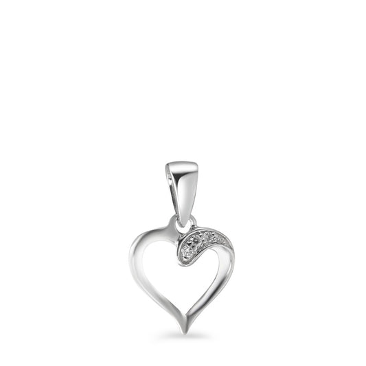 wisiorek złoto białe 750/18 K Diament 0.015 ct, 4 kamienie, w-si Serce Ø9 mm