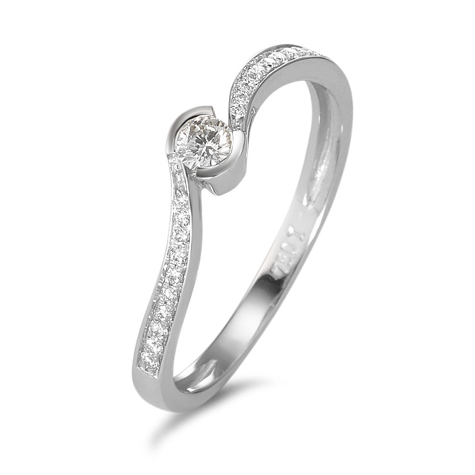 pierścionek złoto białe 750/18 K Diament 0.16 ct, 21 kamienie, w-si