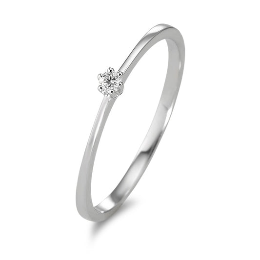 pierścionek solitär złoto białe 750/18 K Diament 0.03 ct, w-si