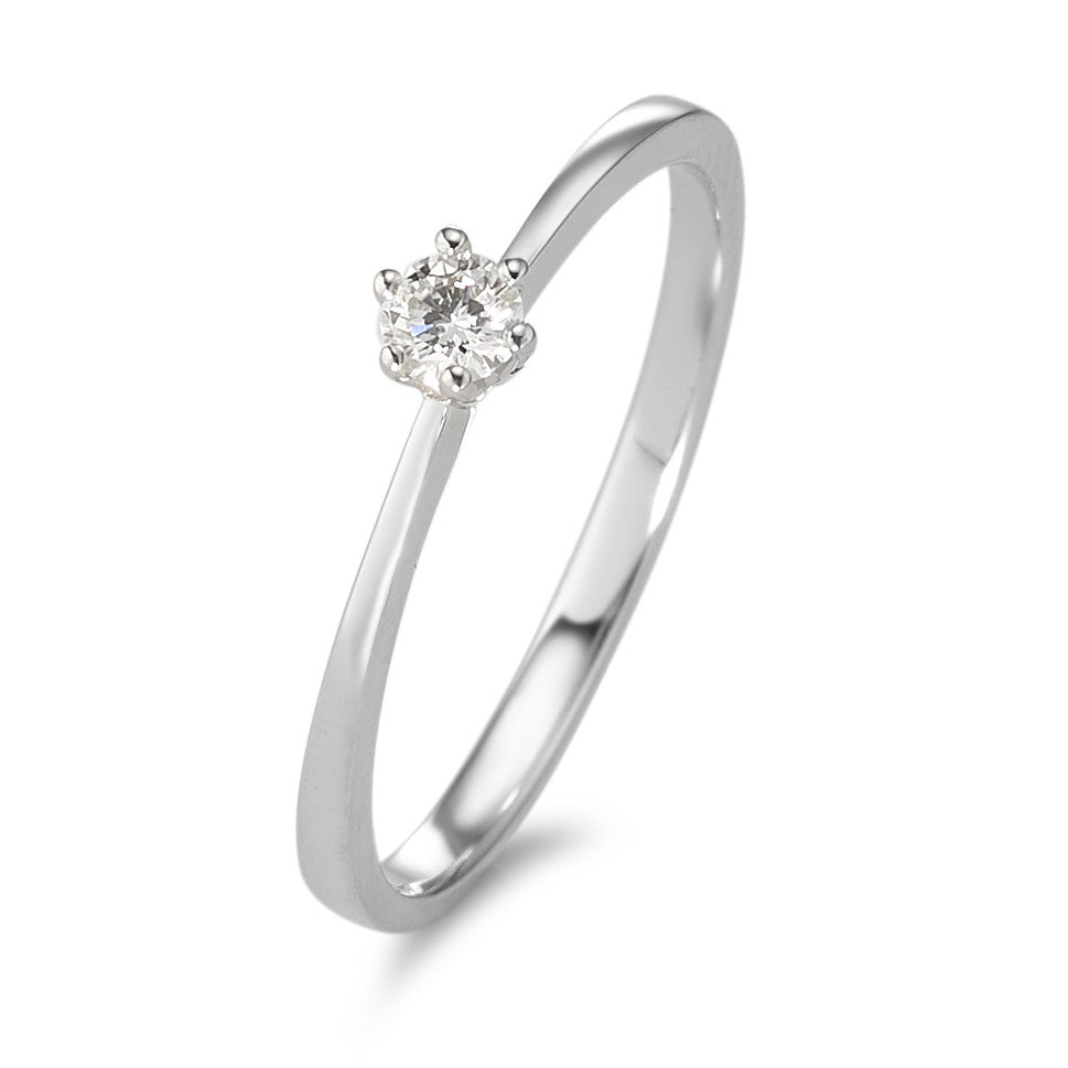 pierścionek solitär złoto białe 750/18 K Diament 0.10 ct, w-si