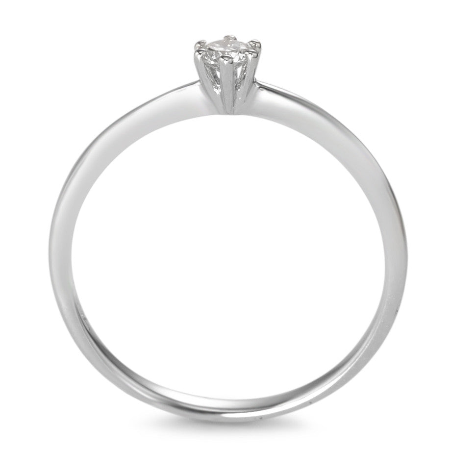 pierścionek solitär złoto białe 750/18 K Diament 0.10 ct, w-si