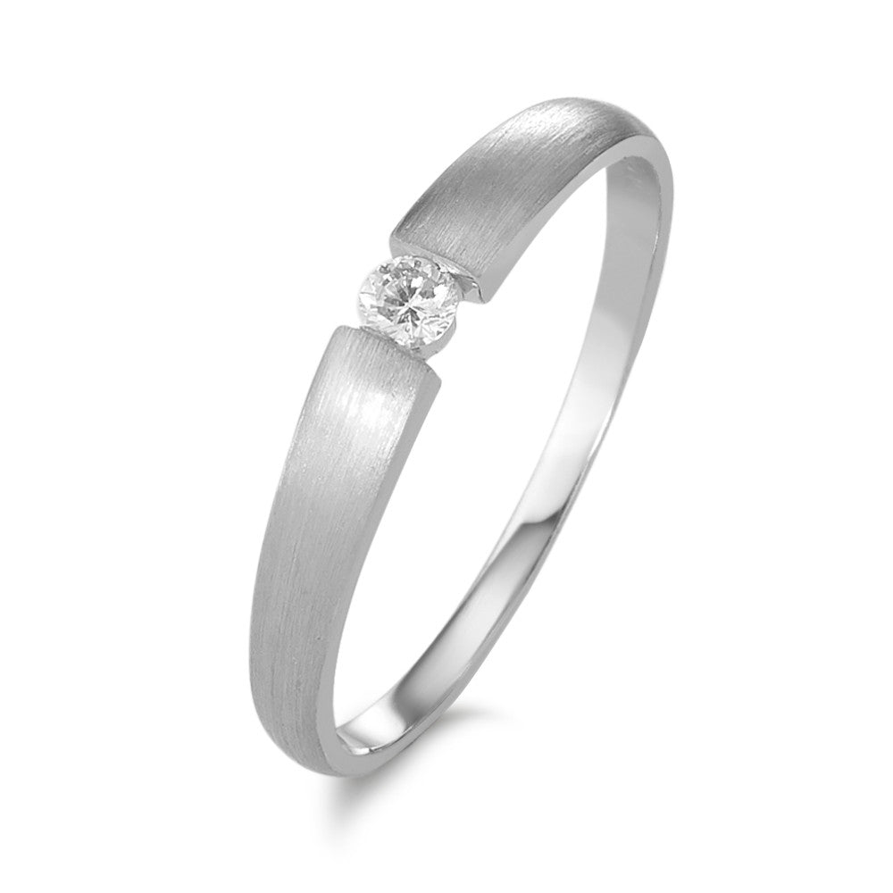 pierścionek solitär złoto białe 750/18 K Diament 0.06 ct, w-si