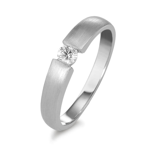 pierścionek solitär złoto białe 750/18 K Diament 0.10 ct, w-si