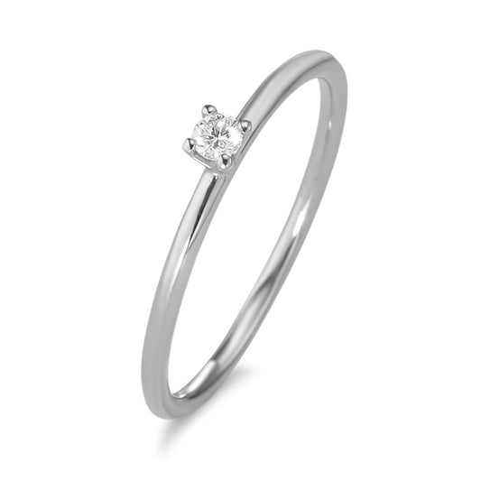 pierścionek solitär złoto białe 750/18 K Diament 0.05 ct, w-si