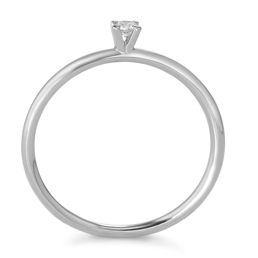 pierścionek solitär złoto białe 750/18 K Diament 0.05 ct, w-si