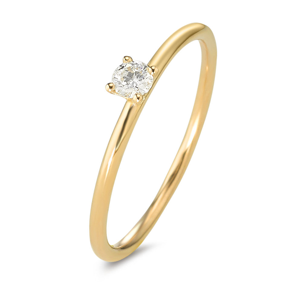 pierścionek solitär złoto żółte 750/18 K Diament 0.10 ct, w-si