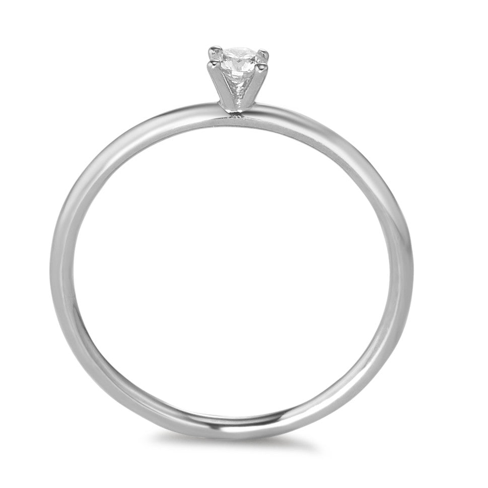 pierścionek solitär złoto białe 750/18 K Diament 0.10 ct, w-si