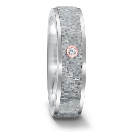 obrączka partnerska tytan, węgiel, złoto czerwone 750/18 K Diament 0.02 ct, w-si