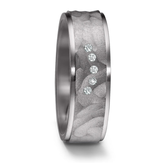 obrączka partnerska tantal 999 Diament 0.05 ct, 5 kamienie, w-si