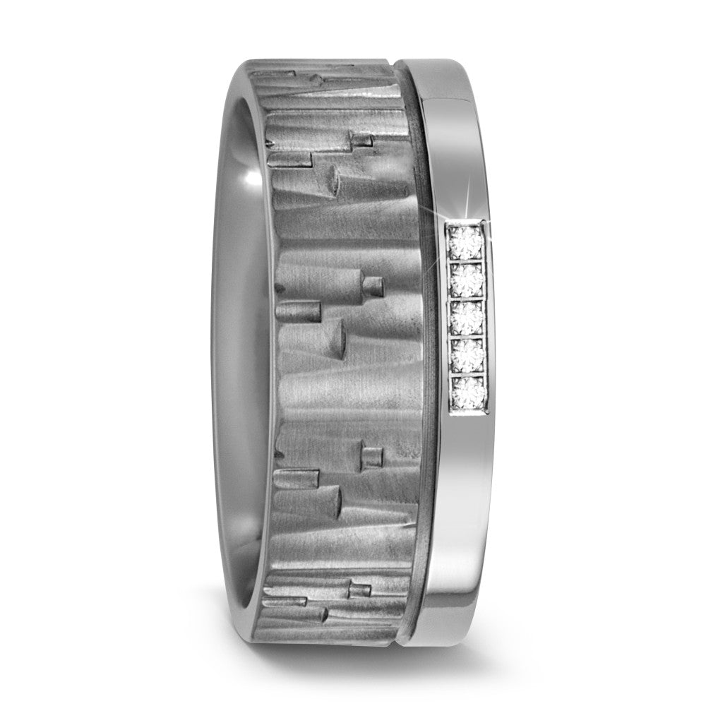 obrączka partnerska tytan Diament 0.05 ct, 5 kamienie, w-si