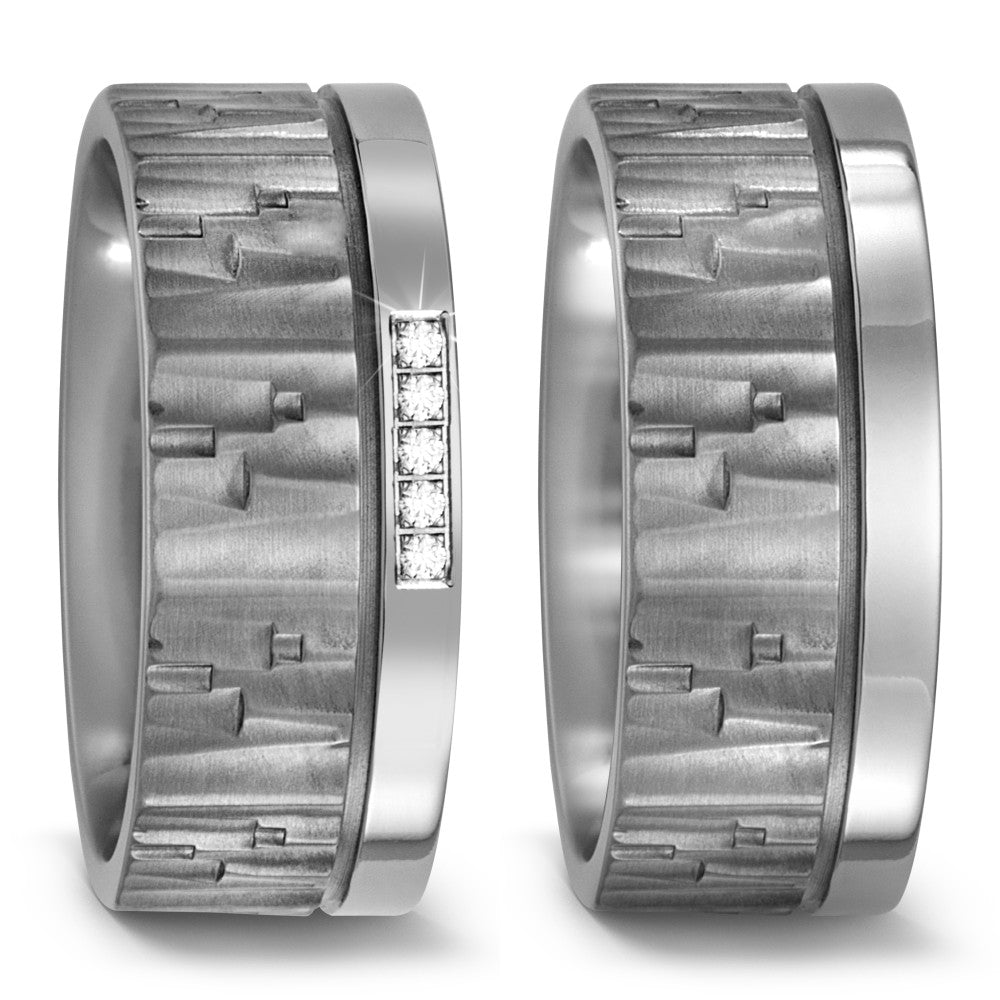 obrączka partnerska tytan Diament 0.05 ct, 5 kamienie, w-si