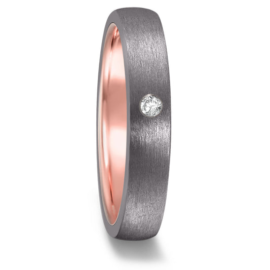 obrączka partnerska tantal 999, złoto czerwone 585/14 K Diament 0.03 ct, w-si