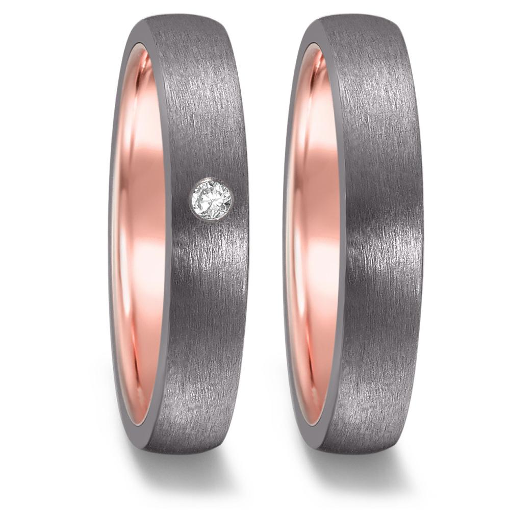 obrączka partnerska tantal 999, złoto czerwone 585/14 K Diament 0.03 ct, w-si