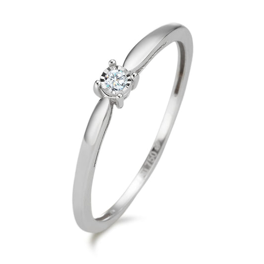 pierścionek solitär złoto białe 750/18 K Diament 0.03 ct, w-pi2