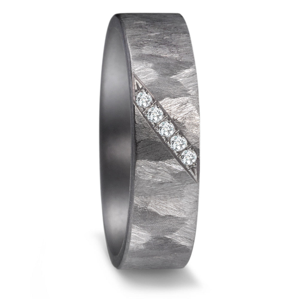 obrączka partnerska tantal 999 Diament 0.05 ct, 5 kamienie, w-si