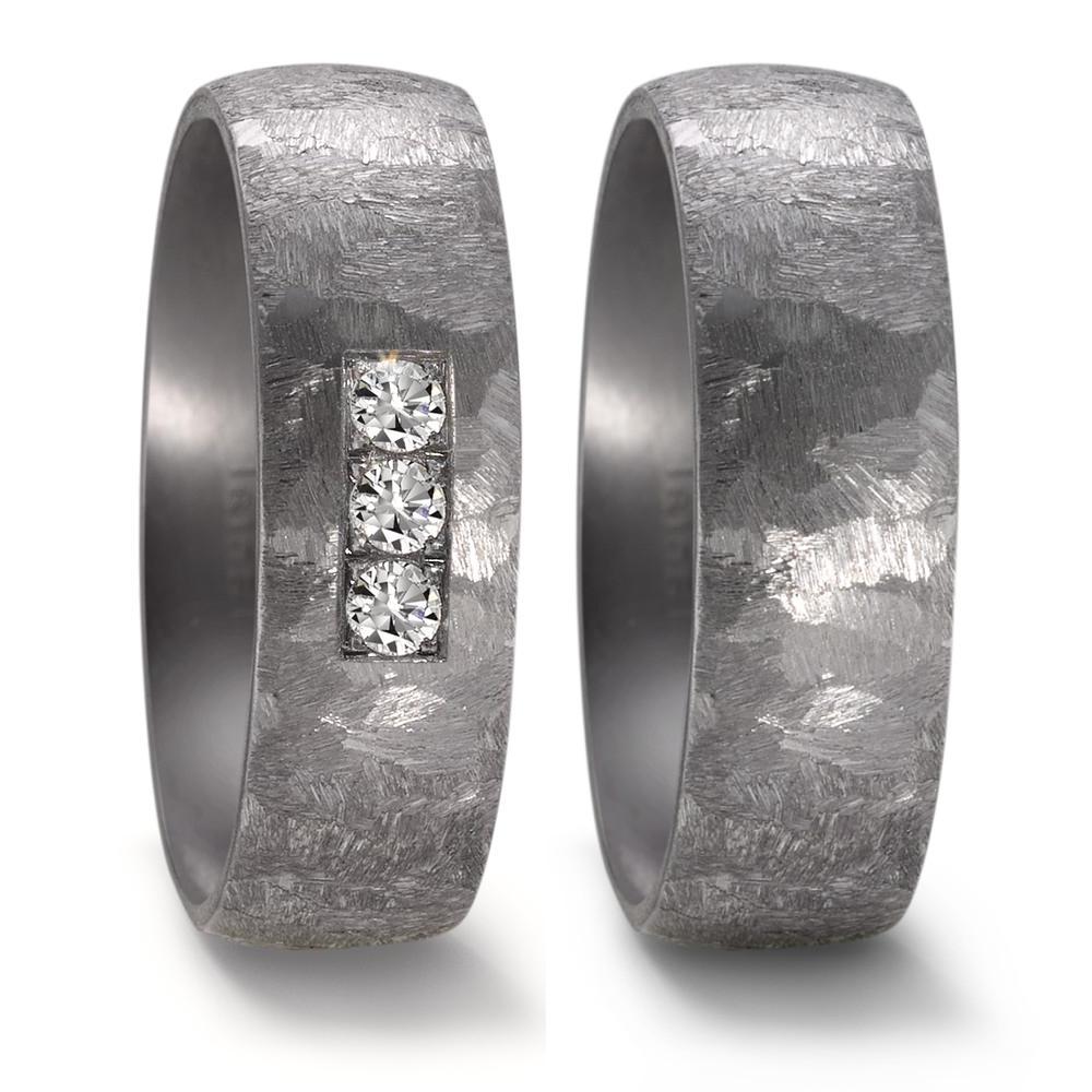 obrączka partnerska tantal 999 Diament 0.15 ct, 3 kamienie, w-si