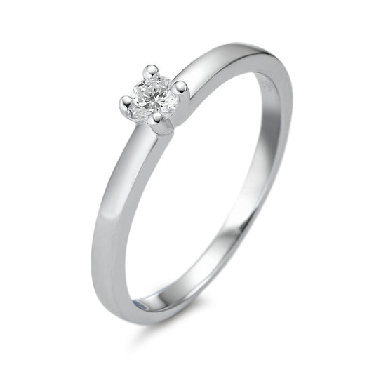 pierścionek solitär złoto białe 750/18 K Diament biały, 0.10 ct, [Brillant], w-si