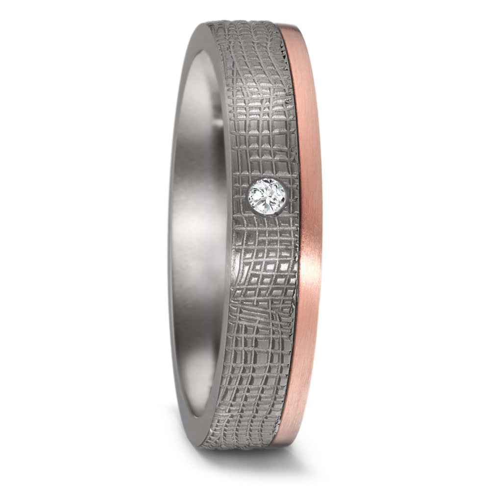 obrączka partnerska tantal 999, złoto czerwone 750/18 K Diament 0.02 ct, w-si