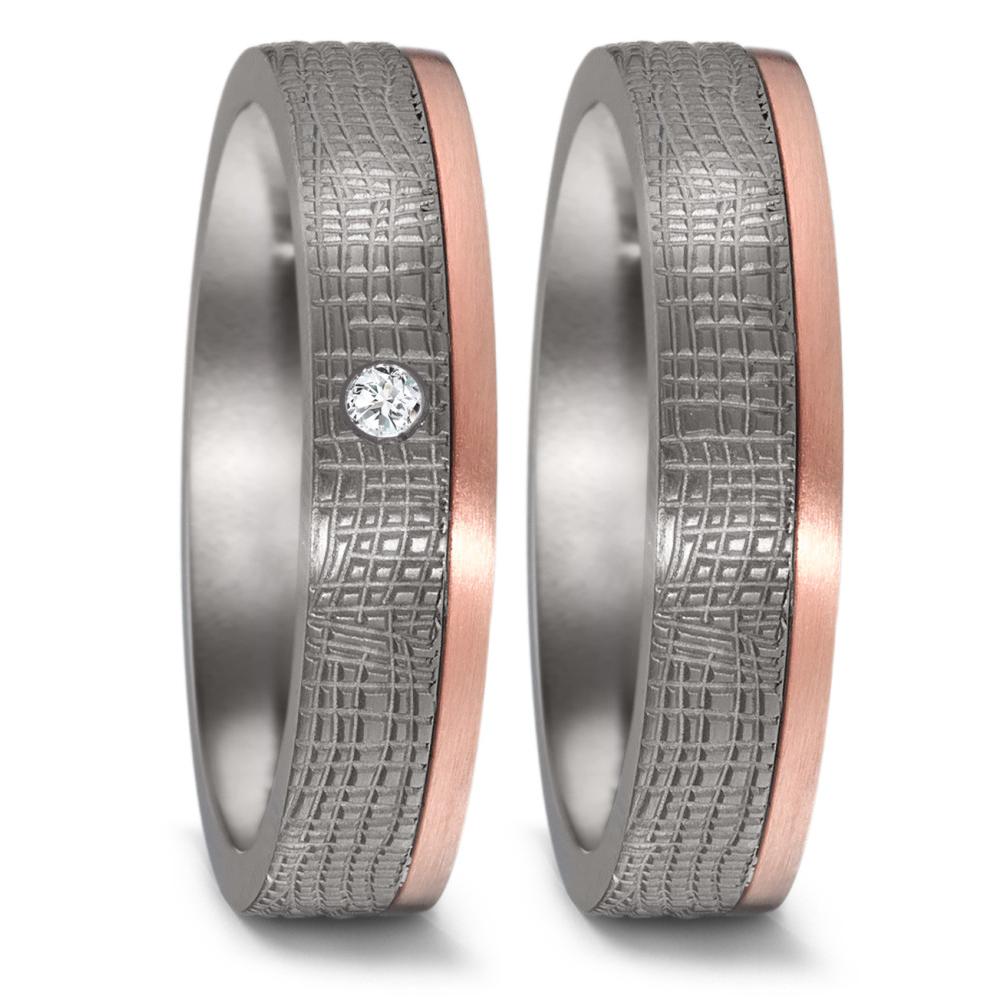 obrączka partnerska tantal 999, złoto czerwone 750/18 K Diament 0.02 ct, w-si