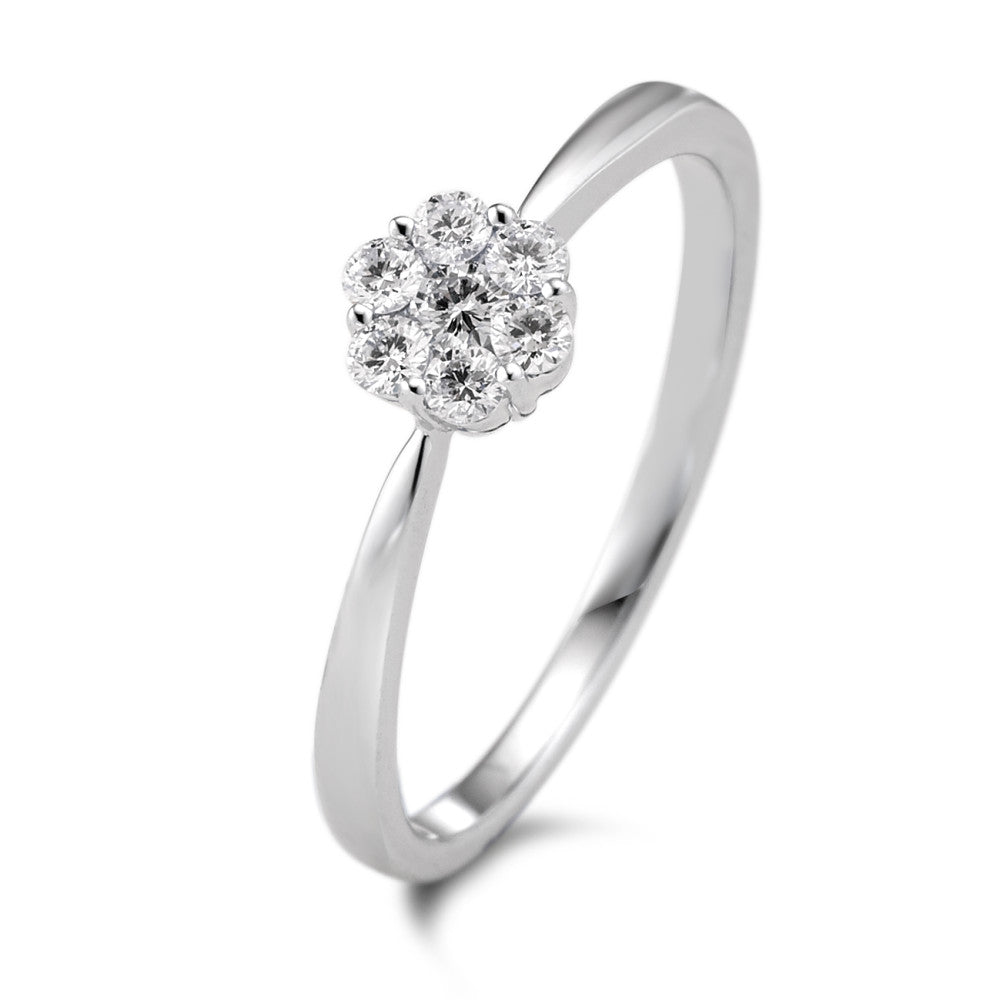 pierścionek złoto białe 375/9 K Diament 0.18 ct, 7 kamienie, w-si