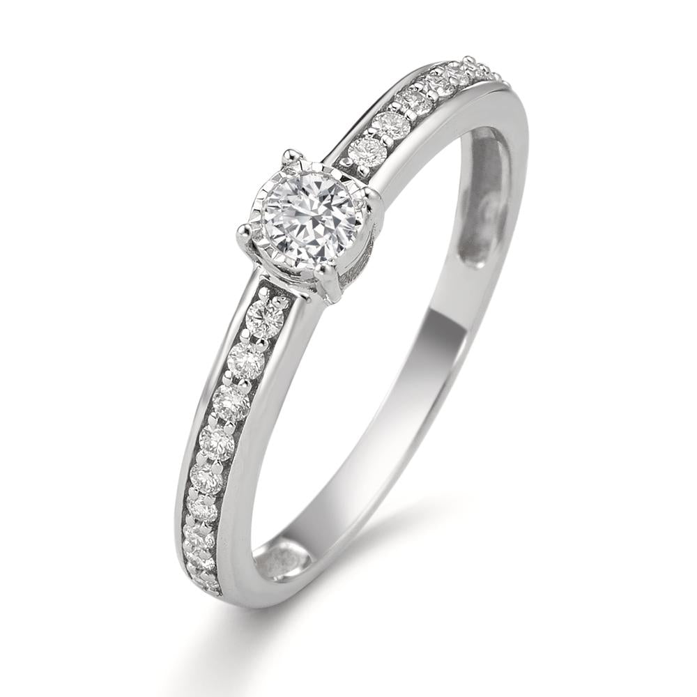 pierścionek solitär złoto białe 375/9 K Diament 0.20 ct, 19 kamienie, w-si