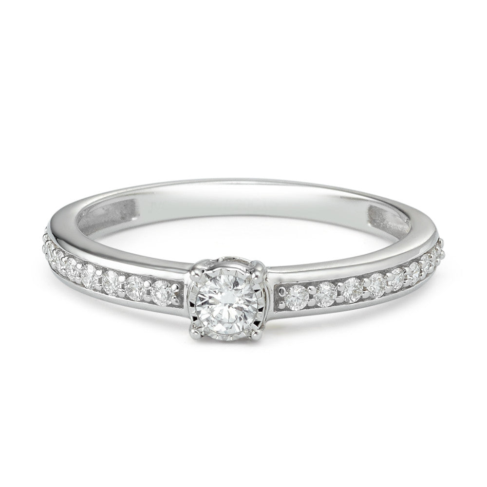 pierścionek solitär złoto białe 375/9 K Diament 0.20 ct, 19 kamienie, w-si