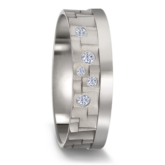 obrączka partnerska tytan Diament 0.09 ct, 5 kamienie, w-si