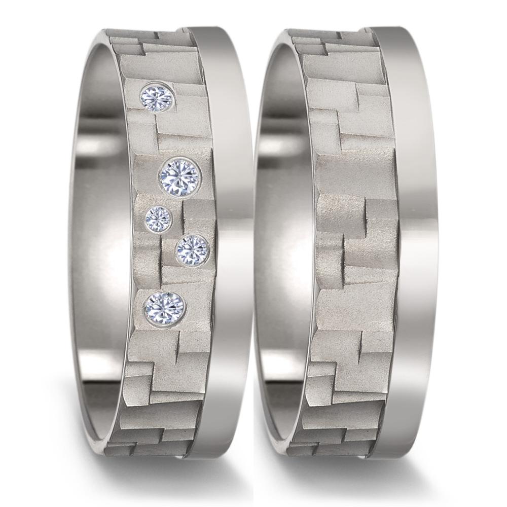 obrączka partnerska tytan Diament 0.09 ct, 5 kamienie, w-si