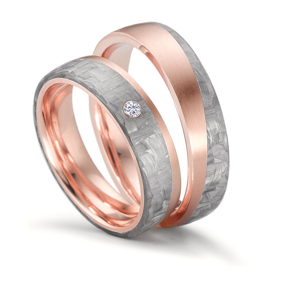 obrączka partnerska złoto czerwone 585/14 K, węgiel Diament 0.02 ct, w-si