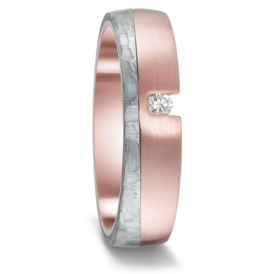 obrączka partnerska złoto czerwone 585/14 K, węgiel Diament 0.05 ct, w-si