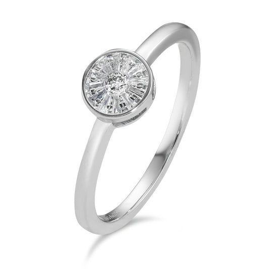 pierścionek solitär złoto białe 750/18 K Diament 0.15 ct, 13 kamienie, w-si