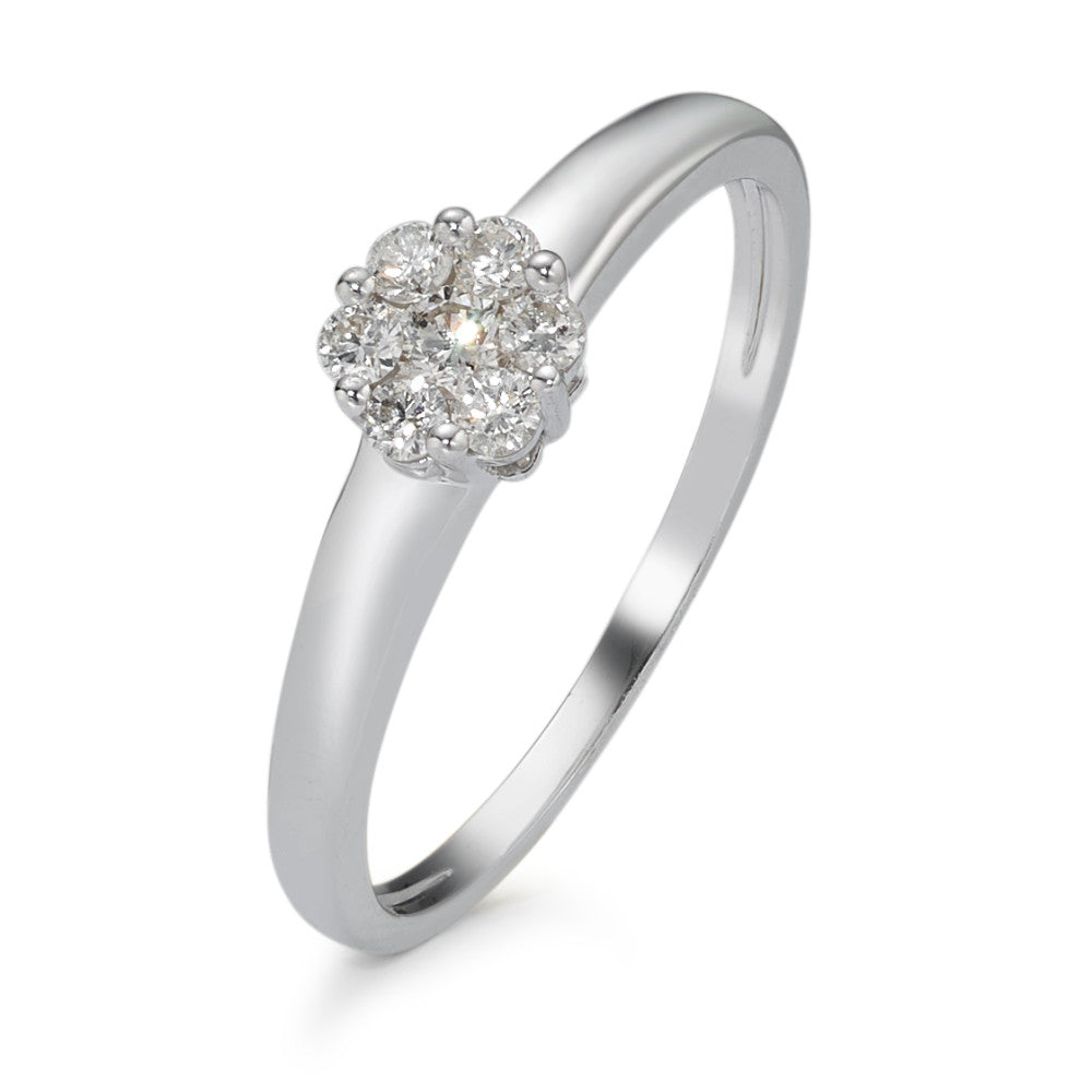 pierścionek solitär złoto białe 750/18 K Diament 0.20 ct, 7 kamienie, w-si