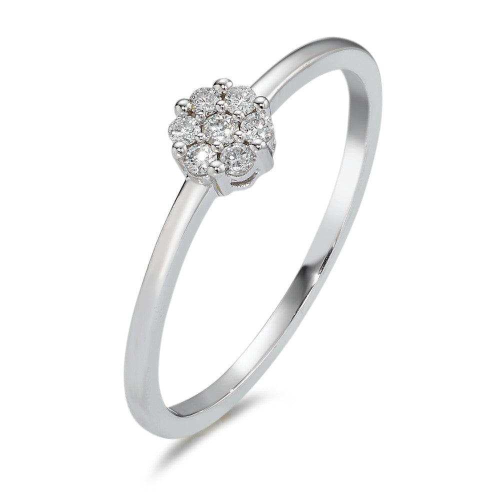 pierścionek solitär złoto białe 750/18 K Diament 0.10 ct, 7 kamienie, w-si