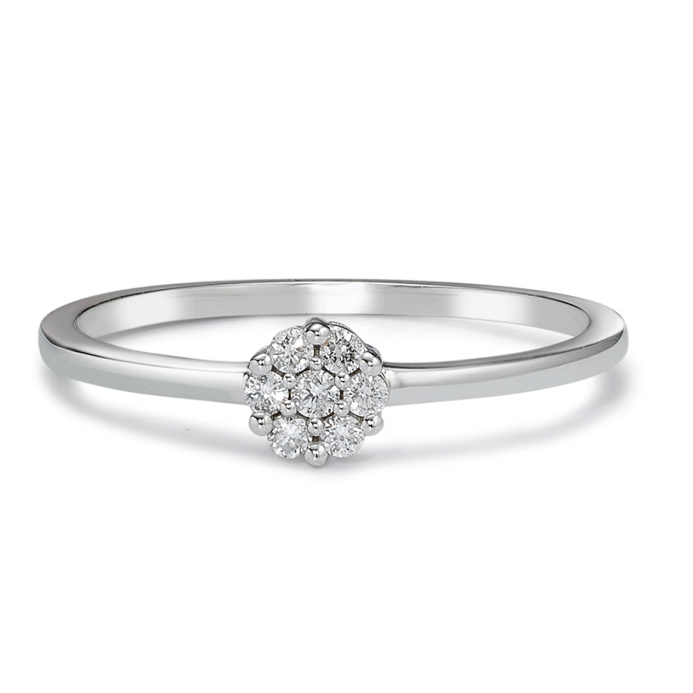 pierścionek solitär złoto białe 750/18 K Diament 0.10 ct, 7 kamienie, w-si