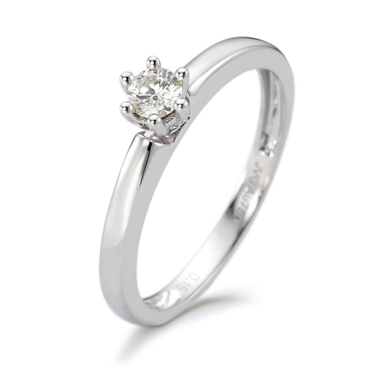 pierścionek solitär złoto białe 750/18 K Diament 0.15 ct, w-si