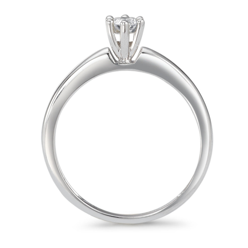 pierścionek solitär złoto białe 750/18 K Diament 0.15 ct, w-si