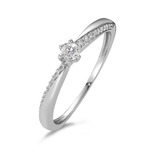 pierścionek solitär złoto białe 750/18 K Diament 0.15 ct, 21 kamienie, w-si