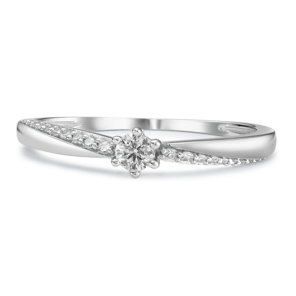 pierścionek solitär złoto białe 750/18 K Diament 0.15 ct, 21 kamienie, w-si