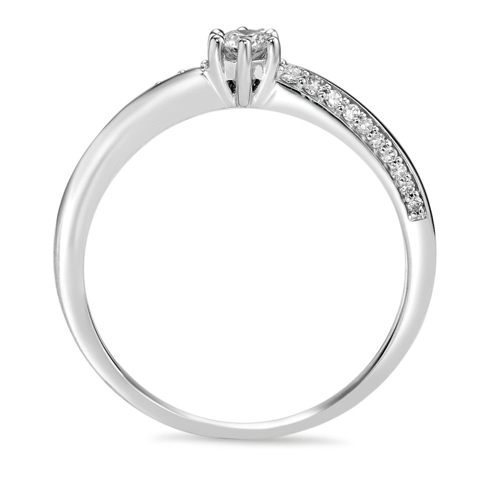 pierścionek solitär złoto białe 750/18 K Diament 0.15 ct, 21 kamienie, w-si