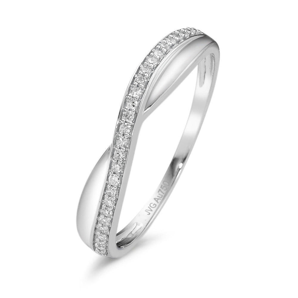 pierścionek złoto białe 750/18 K Diament 0.08 ct, 27 kamienie, w-si