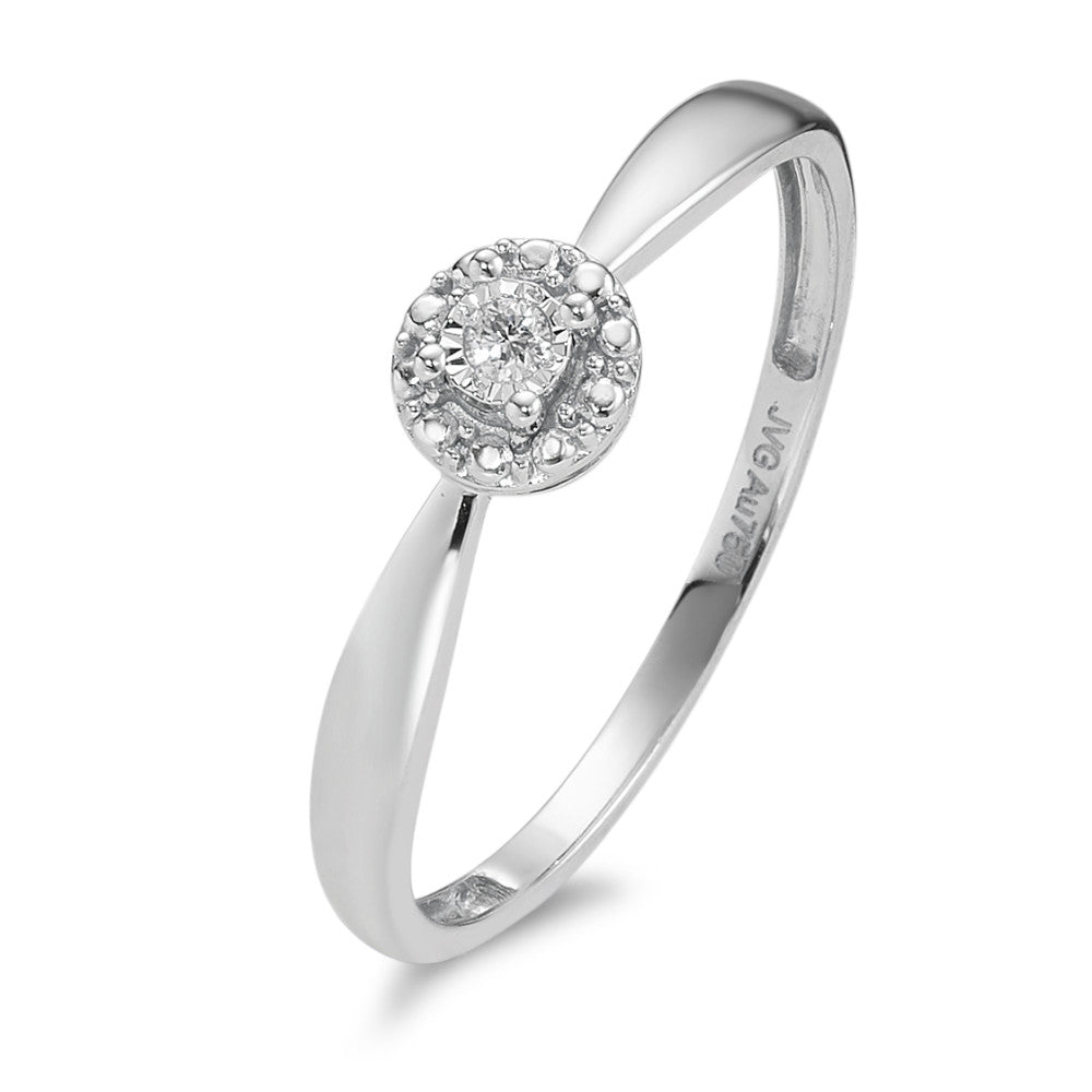 pierścionek solitär złoto białe 750/18 K Diament 0.02 ct, w-si