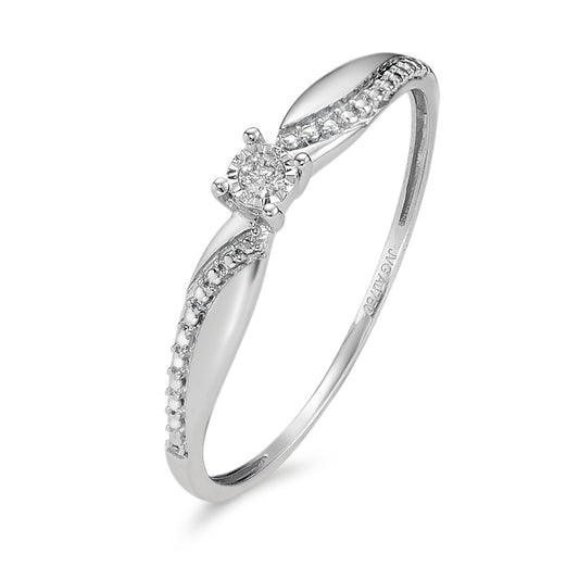 pierścionek solitär złoto białe 750/18 K Diament 0.02 ct, w-si