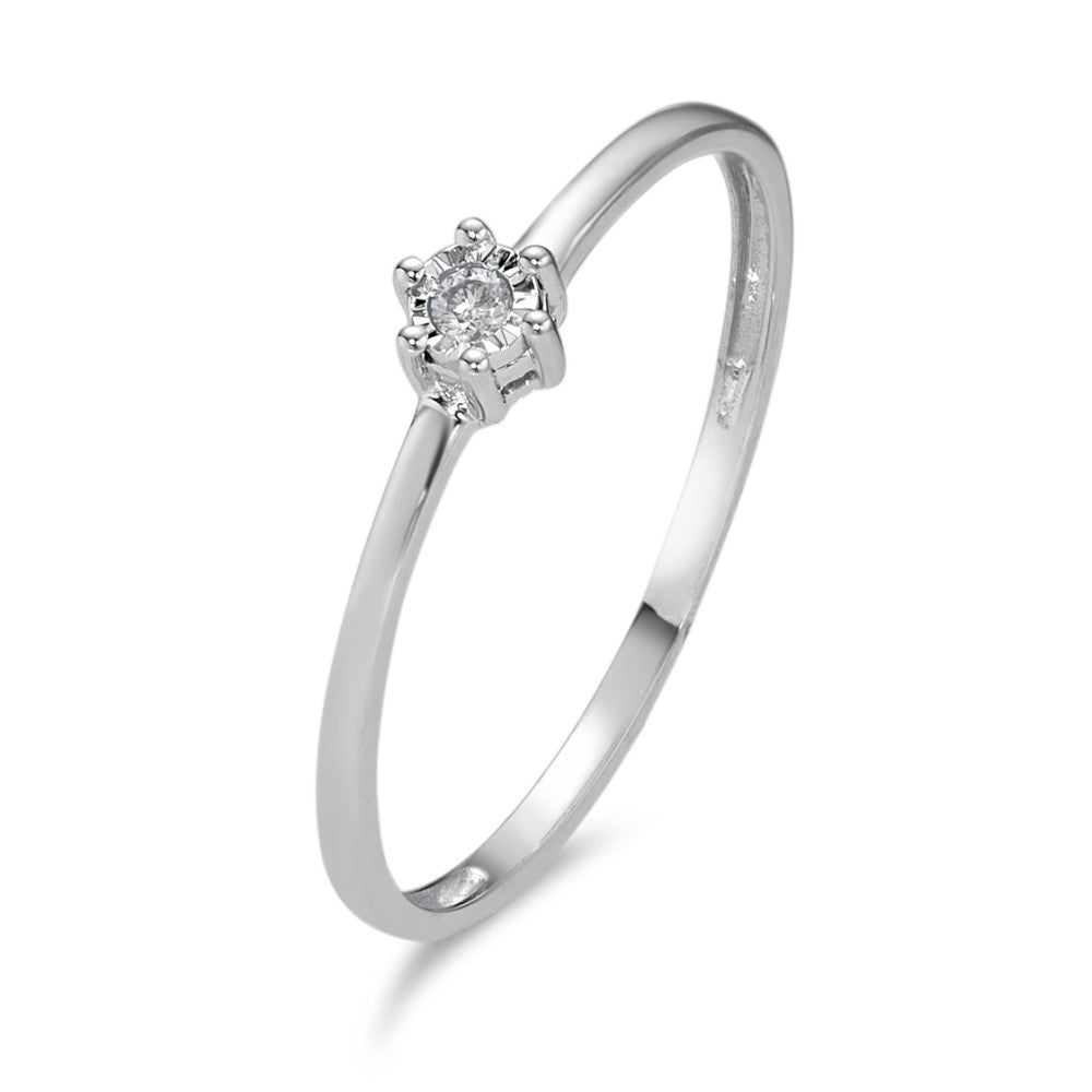 pierścionek solitär złoto białe 750/18 K Diament 0.02 ct, w-si