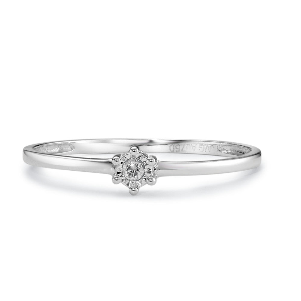 pierścionek solitär złoto białe 750/18 K Diament 0.02 ct, w-si