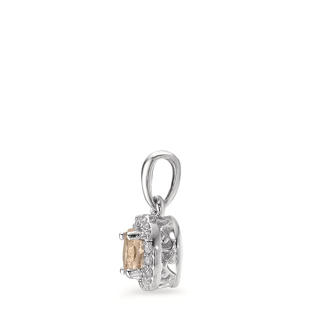 wisiorek złoto białe 375/9 K Morganit szampan, 0.33 ct, [rund], Diament biały, 0.06 ct, 18 kamienie, w-pi3 Ø6.5 mm