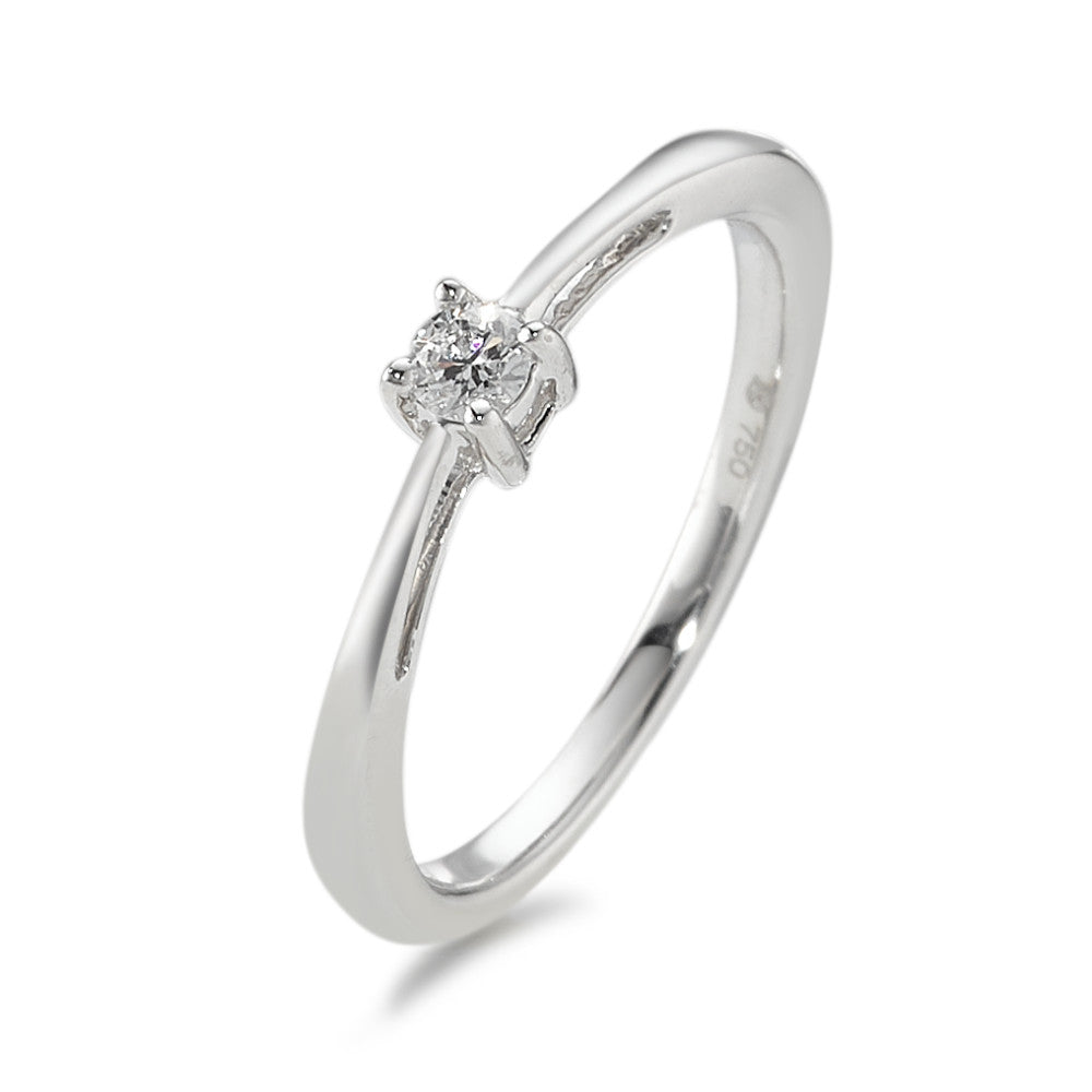 pierścionek solitär złoto białe 750/18 K Diament 0.10 ct, w-si